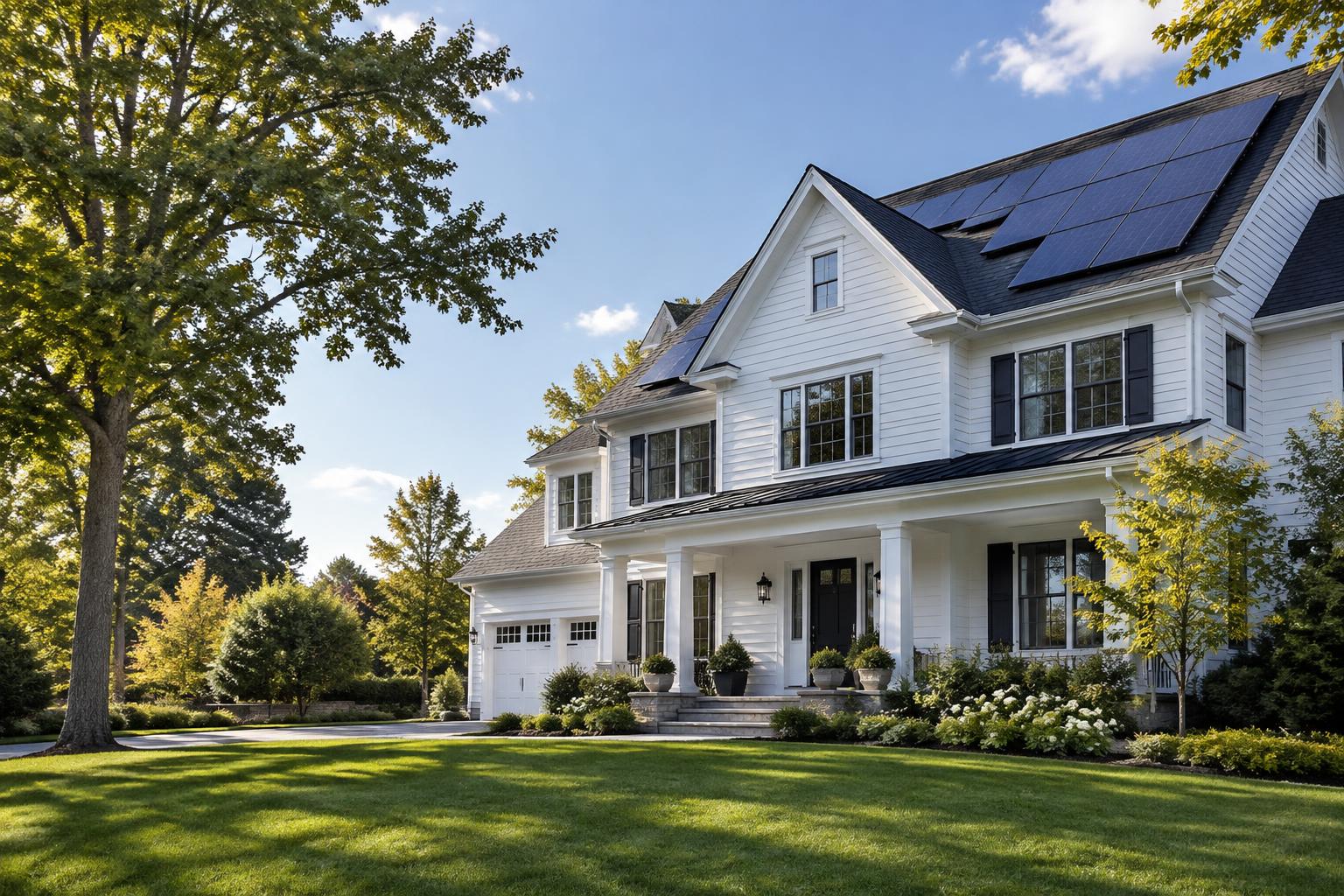 A welcoming home with rooftop solar panels